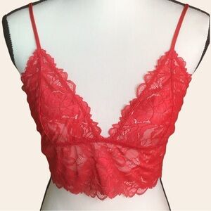 Free People Bralette Red Lace FP Intimately Bralette